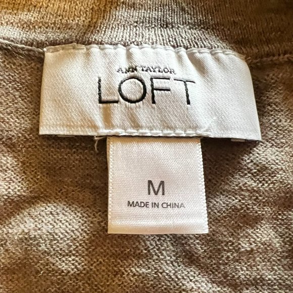 LOFT Tan 70% Wool Cardigan w/Embellishments - Medium - Picture 4 of 5